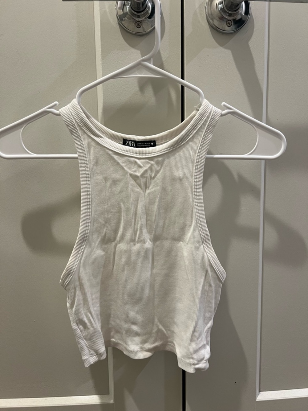 Zara Cream Ribbed Racerback Tank